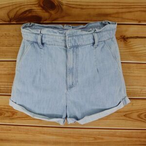 Express Jean Shorts‎ Womens Sz 10 Blue Light Wash Denim Cuffed Extreme High Rise